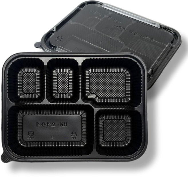 청년팩 일회용 도시락 용기 5칸 반찬용기 200개 세트 배달 포장, 1개, 200세트