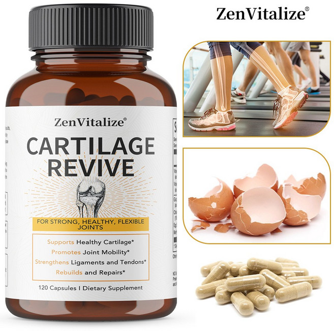 연골재생보충제 - II형 콜라겐 글루코사민 MSM 비타민 D3 비타민 C 함유 - 관절운동 촉진 남녀공용, 2개, 120회분