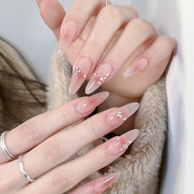 오솜 네일아트 셀프 네일팁 붙이는 인조손톱, 1개, 로제 다이아 - 쿠팡