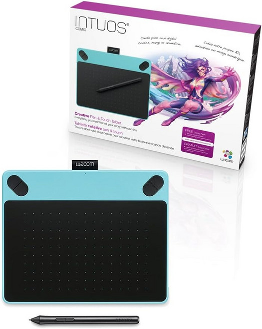 와콤 인튜오스 포토 펜타블렛 (구형), 소형, 만화 스타일, 파랑