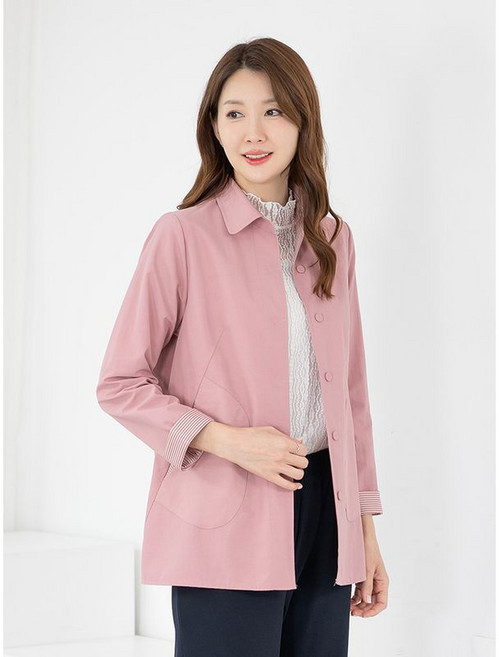 모슬린 엄마옷 자켓 카라 롱 무지 줄지 MQG126725 마담 미시 중년여성 빅사이즈 할머니옷 50대 60대 70대