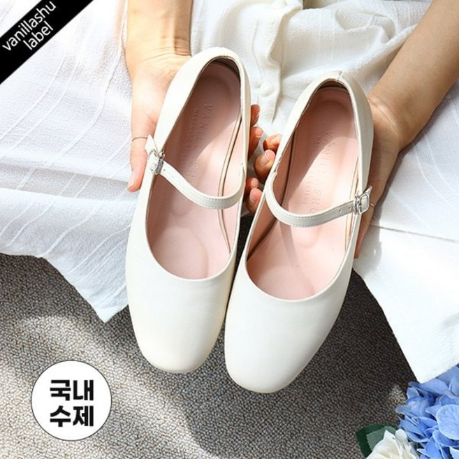 바닐라슈 에델린 베이직 라운드 메리제인 플랫슈즈 1cm