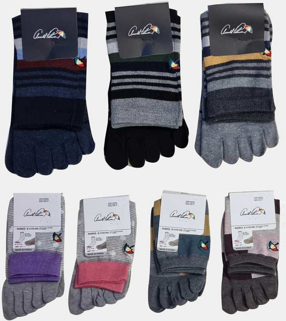 아놀드파마 국산 남자 여자 파일 망사 순면 자수 발가락양말 5족세트