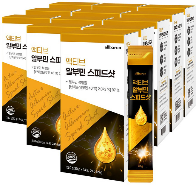 올바른 프리미엄 벨기에산 마시는 알부민 스피드샷 식약처인증 액상 단백질 14포, 280g, 12박스