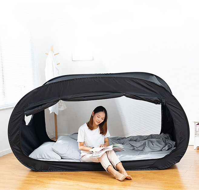 원터치 1인용 사각 암막 보온 침대 텐트