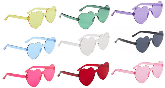 하트모양 무테칼라선글라스 파티안경 행사 축제 학예회 촬영소품, 색상, 그린, 1개