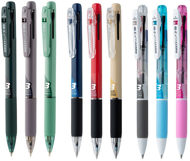 MYPEN 마이펜 세이프티 클립 3색 볼펜 낱개 0.38 0.5 0.7, 0.5mm 네이비, 7개