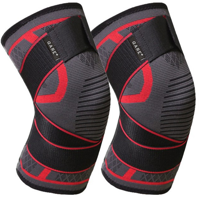 QARE 캐어 테이핑 2단 압박 무릎보호대 2p, 1세트, 레드