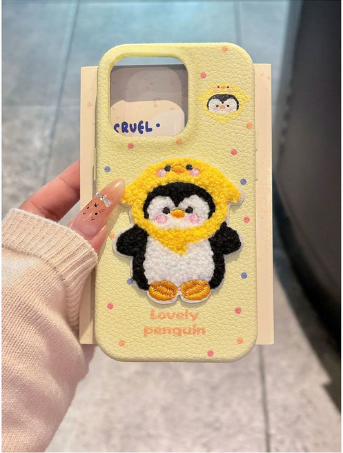 복우롱 아이폰 갤럭시 귀여운 펭귄 자수 캐릭터 리치 문양 폰케이스 OA035