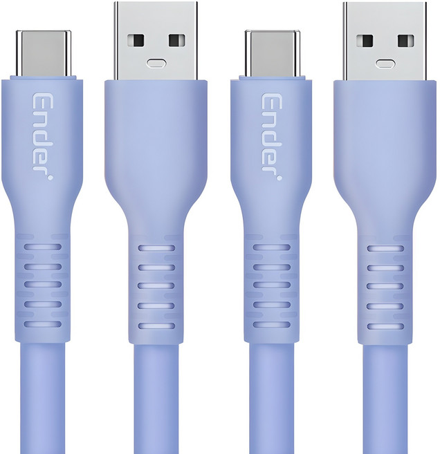 엔더 삼성 휴대폰 전용 C타입 고속충전 말랑이 탄성 케이블, 2m, 스카이블루, 2개