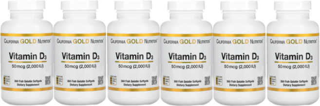캘리포니아골드뉴트리션 비타민 D3 50mcg(2 000IU) 피쉬젤라틴 360 소프트젤, 360정, 6개