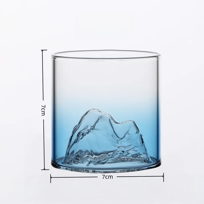 일본 3D 마운틴 위스키 유리 빙하 구식 락 안경 나무 선물 상자 보드카 컵 와인 텀블러, 101-200ml, 1pc 180ml A
