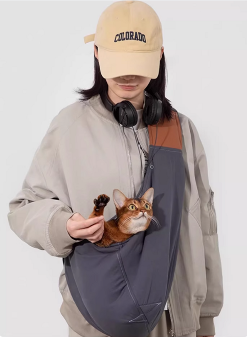 HIDREAM 강아지 고양이 슬링백 이동가방 숄더백 애견 카시트 산책가방 반려견 개가방 포대기, 차콜, 1개