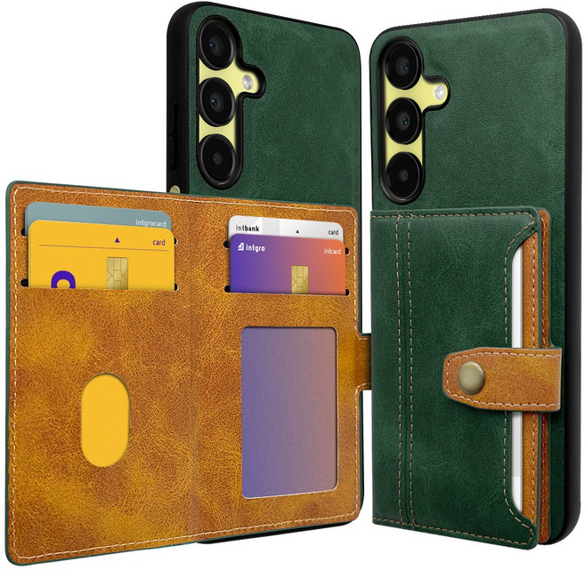 인트그로 스티치 가죽 카드지갑 휴대폰 케이스