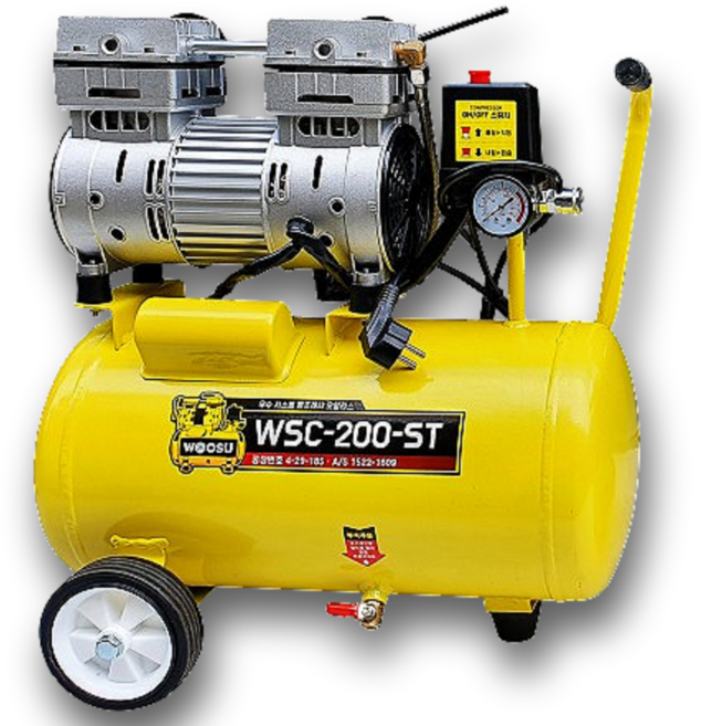 저소음 우수 콤프레샤 오일리스 2마력 컴프레샤 컴프레서 WSC-200-ST, 1개