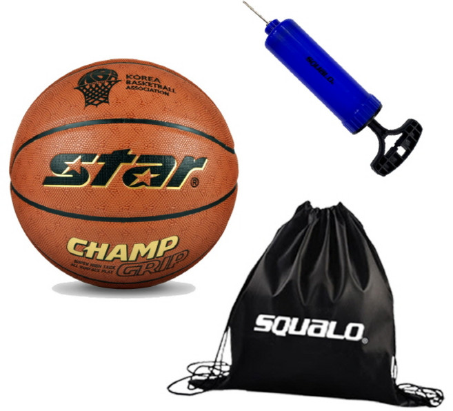스타 농구공 챔프 그립 BB4657 7호 스쿠알로 공가방 스쿠알로 펌프 포함, 1개