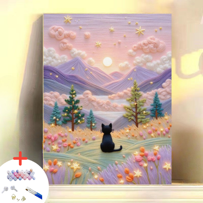 글로윅 DIY명화그리기 피포페인팅 그림그리기 유화 세트, 40*50cm, 06고양이, 1개