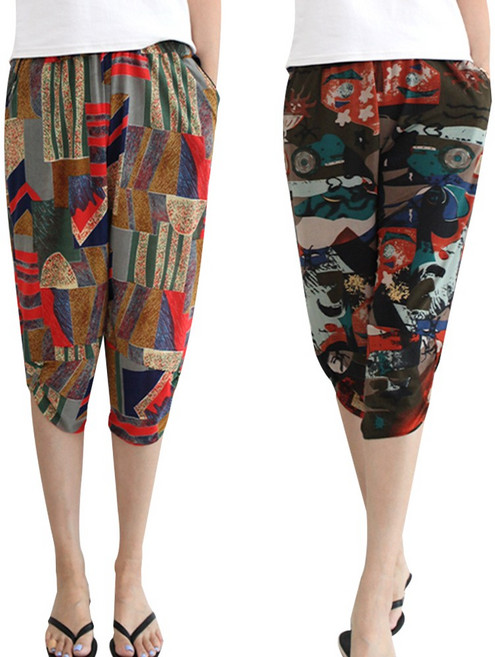 (2장) 여성 까실이 항아리 7부 쿨팬츠 여름 쿨바지 몸빼 일바지 홈웨어 1+1