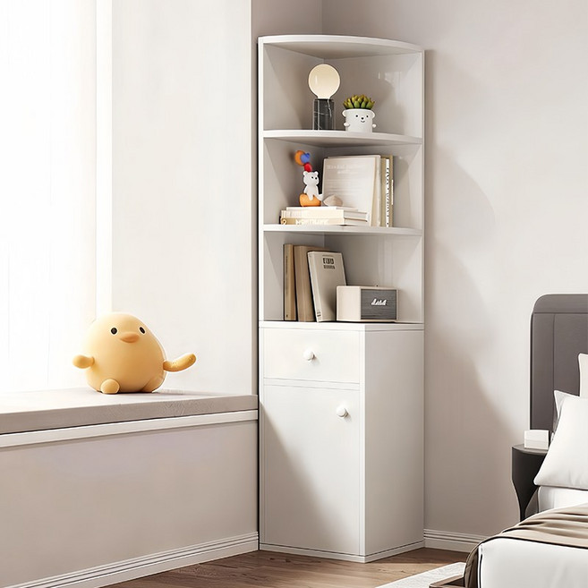 안방 다용도 수납장 좁은 책장, 화이트