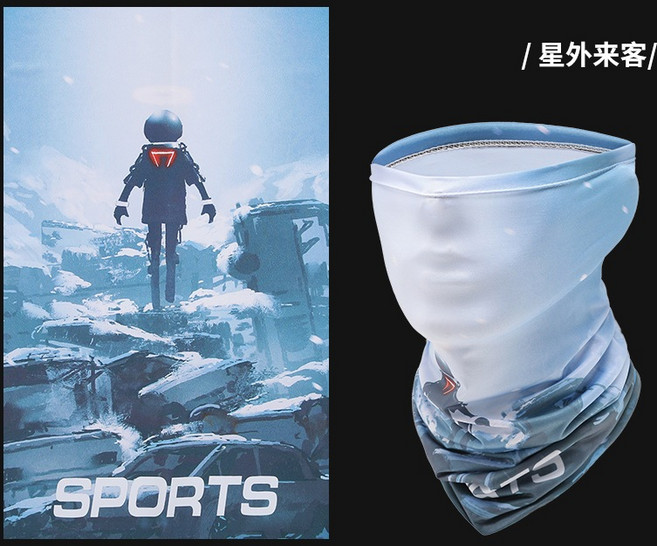 冰絲防曬頭套 戶外運動 涼感面罩, 1個, 星外來客