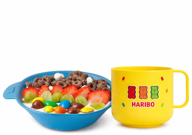 하리보 시리얼볼 4p+한손컵1p 세트 디저트볼 간식 그릇 물컵 식기, 1개, 01_하리보 시리얼볼4p+한손컵(패턴)