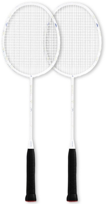 고탄성 카본 배드민턴 라켓 세트 초보자용 가정 운동 실내 스포츠 셔틀콕 포함, 1세트, 하얀색 카본 배드민턴 라켓