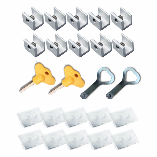 창문 잠금장치 고정 자물쇠 방범 미닫이문 스토퍼 샷시 샤시 윈도우락 방충망 회색 1구형 10개, 1세트