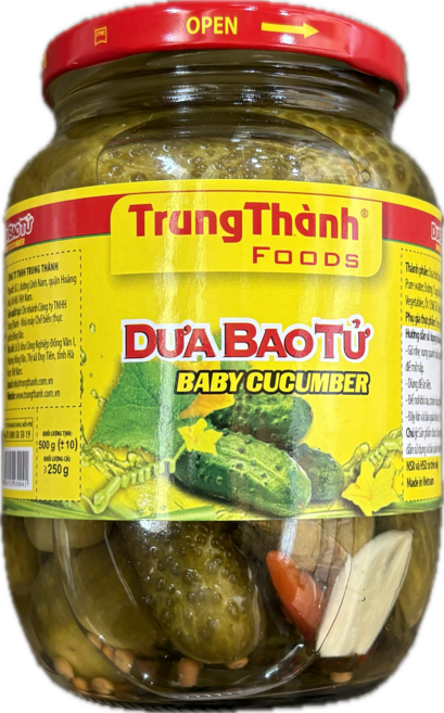 중탄 오이피클 병 절임 베트남, 1개, 500g