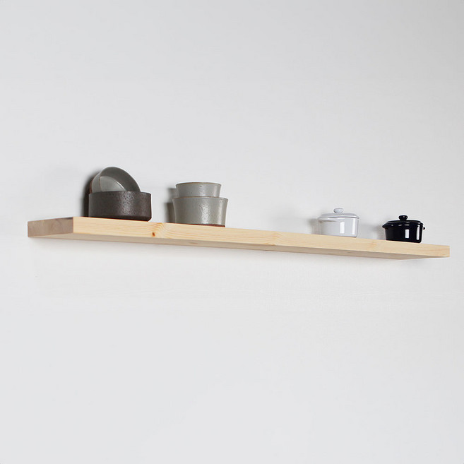 긴 일자 벽선반 원목 벽걸이 무지주 선반, 1단, 무도장