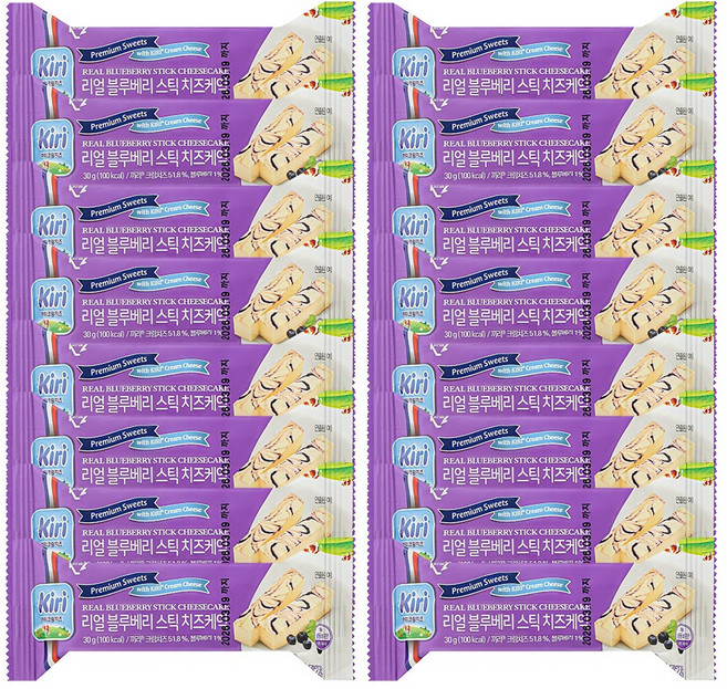 [냉동]끼리 리얼스틱 치즈케익 30g 블루베리 16개