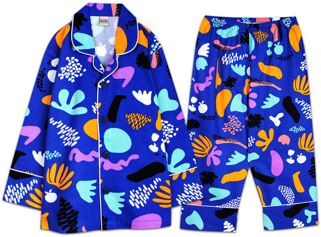 알콩단잠 아동용 앙리마티스 긴팔 면 상하의 잠옷 세트