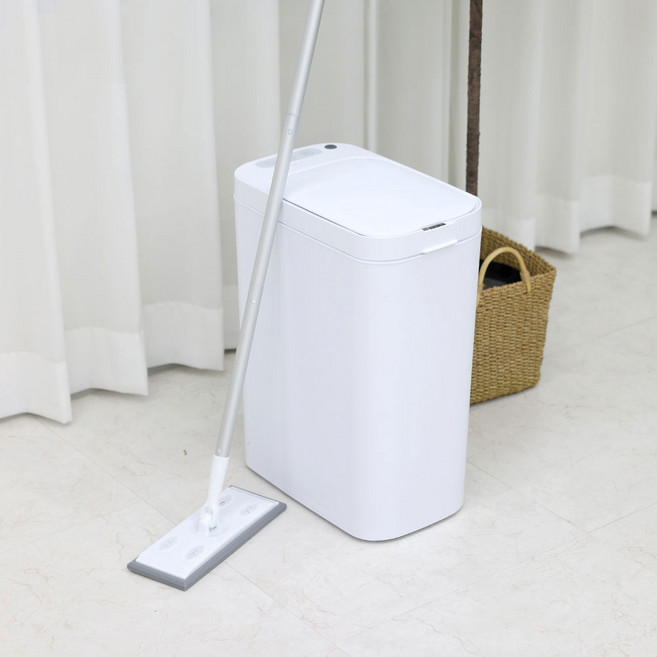 독일브랜드 2 in 1 진공 청소 스마트센서 쓰레기통 15L + 전용밀대 - 미세먼지필터/휴지통/자동흡입, 화이트