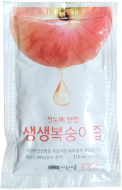 국내산 피치 피치주스 햇복숭아 과일즙 착즙주스 착즙 과채주스 복숭아 복숭아주스 복숭아생즙 복숭아즙 과즙, 110ml