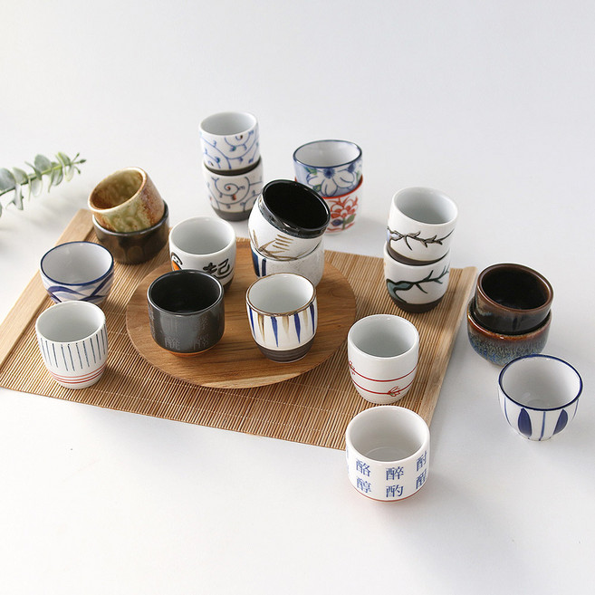 로뎀 일본 소주잔 술잔세트 사케잔 도자기 감성소품 소주잔, 청화, 1개