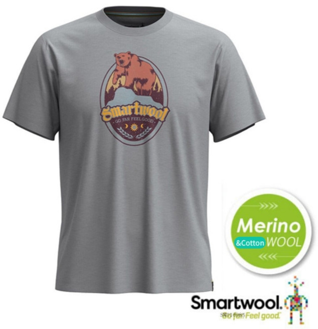 【美國 SmartWool】棕熊Logo 送》中性 男 女 圓領短袖羊毛排汗衣 塗鴉Tee 運動T恤 SW002456