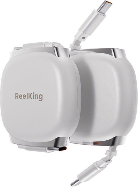 Reelking C타입-C타입 자석타입 휴대용 릴케이블 초고속 PD PPS 240W, 2개, 파스텔화이트, 1m