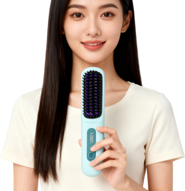 무선 빗 고데기 음이온 볼륨 고데기 휴대용 빗, S07, 청록색1