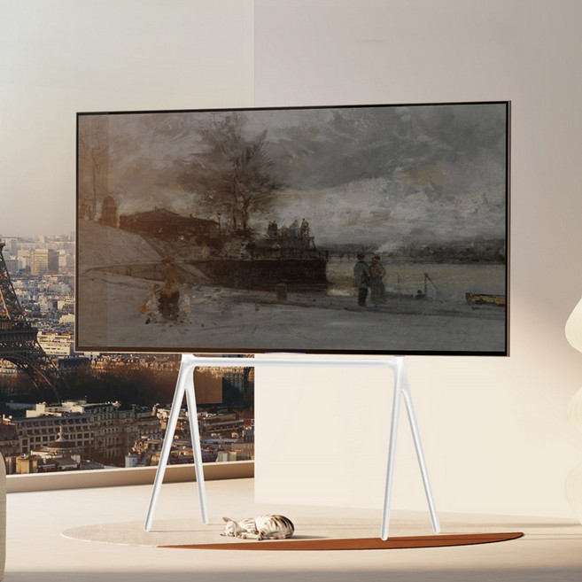 엔산마운트 EL-09 65인치 ~ 90인치 화이트 이젤 티비 스탠드 이젤형 거치대 받침대 TV 다리 브라켓 70인치 75인치 80인치 85인치, 65~90인치 화이트 이젤, 1개