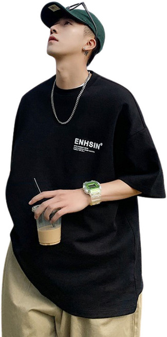 ENHSIN 韓版短袖T恤 男款圓領棉質上衣 2色可選