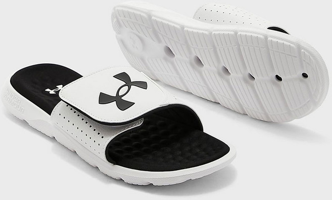 언더아머 남자 슬리퍼 벨크로 헬스 운동 트레이닝 트렌드 메모리폼 여름 쪼리 스포츠 샌들 흰색
