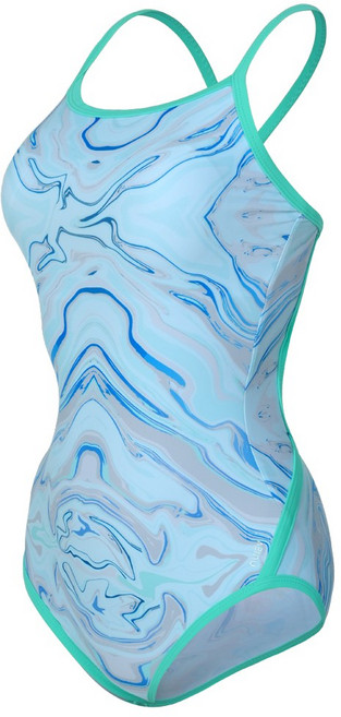 누이브 여성용 마블링 크로스 원피스 미들컷 수영복