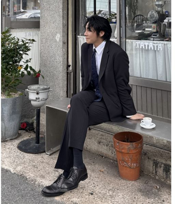 [예일] [단독] 스트레치 컴포터블 수트 셋업 - 와이드핏블랙