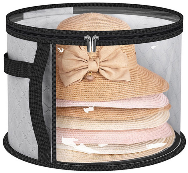 옷장용 핸들 지퍼 클로저 모자 주최자가 있는 여성용 투명 보관 가방