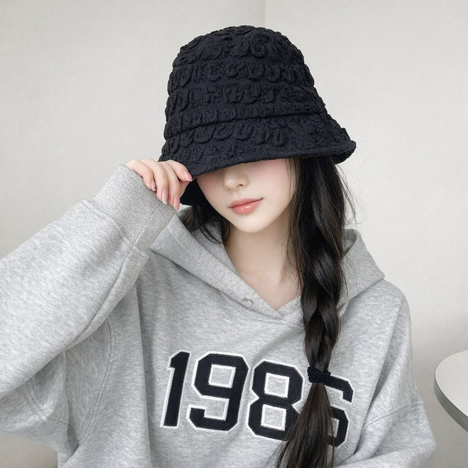 디아쿠아 얼굴소멸 여성 벙거지 모자 데일리 링클 버킷햇