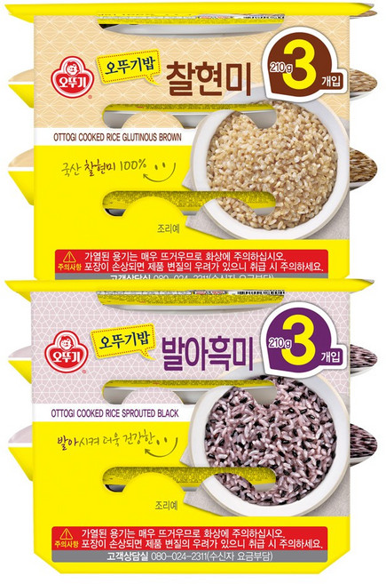 오뚜기밥 발아흑미 210g 18개+찰현미 210g 18개(총 36개), 36개