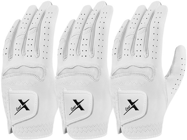 기어엑스 BFH4 소프트 양피 골프장갑 흰색 여성 왼손 3p, 화이트, 3개