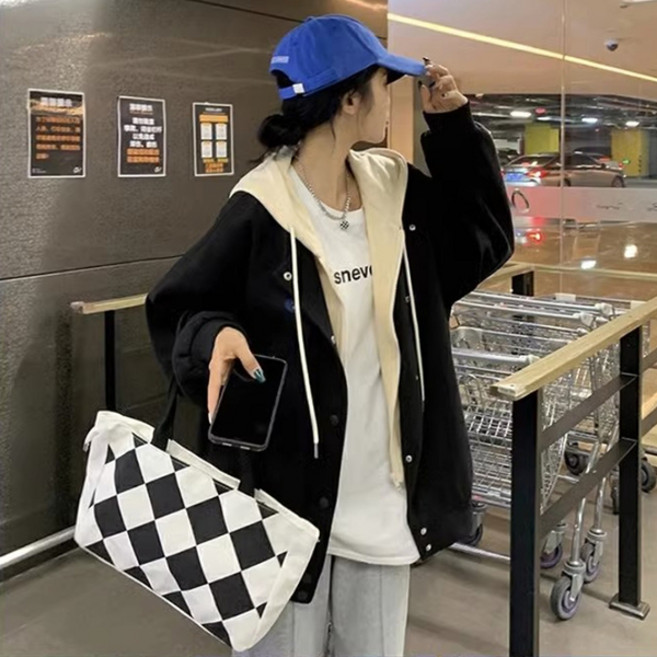 [시즌오프특가] 제이로그 후드 배색 집업 점퍼 카우배색JP