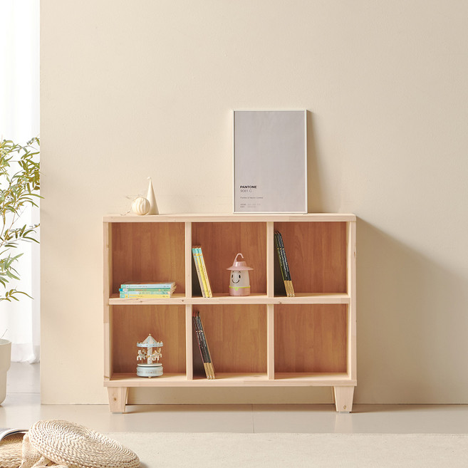 동서가구 마르디 오픈형 삼나무 원목 책장, 내추럴, 2단
