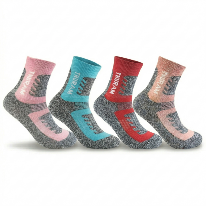 이제이 여자 이중쿠션 두꺼운 등산양말 여성 작업용 스포츠 양말 4켤레