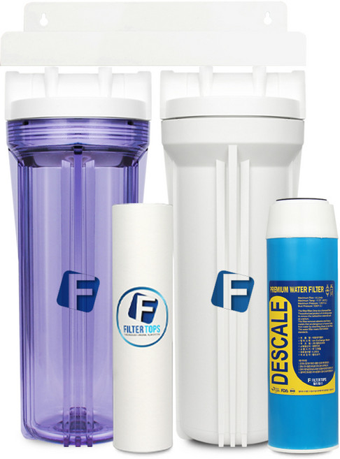 필터탑스 언더하우징 석회스케일제거 정수기 10인치 2단세트 3단세트 석회질 중금속제거 15A, 2단조립 1년세트, 1개